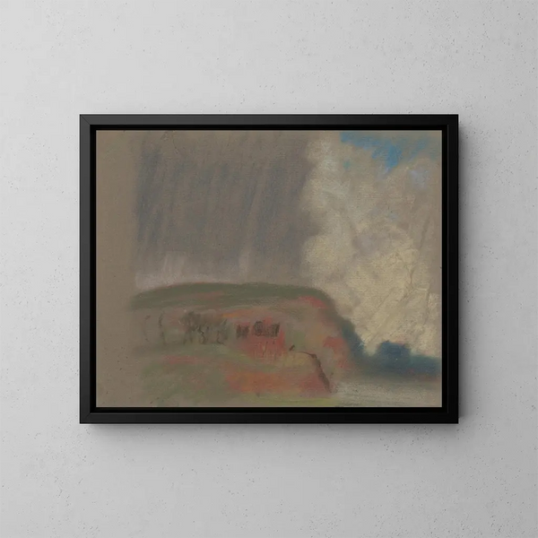 Maison sur la colline - Arthur Bowen Davies — kehystetty taideteos seinällä