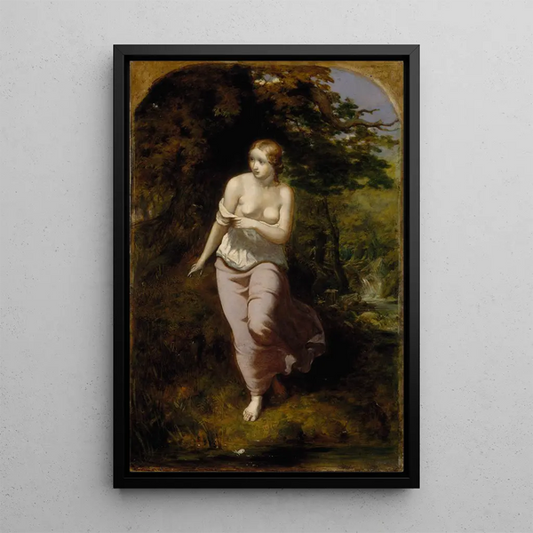 Maalauksen jäljennös Musidora uiskentelemassa - Arthur Hughes