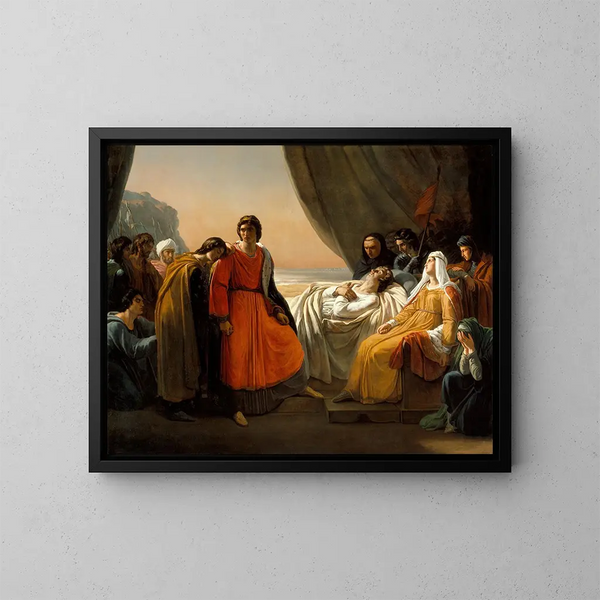 La Mort de Saint Louis - Ary Scheffer — kehystetty taideteos seinällä