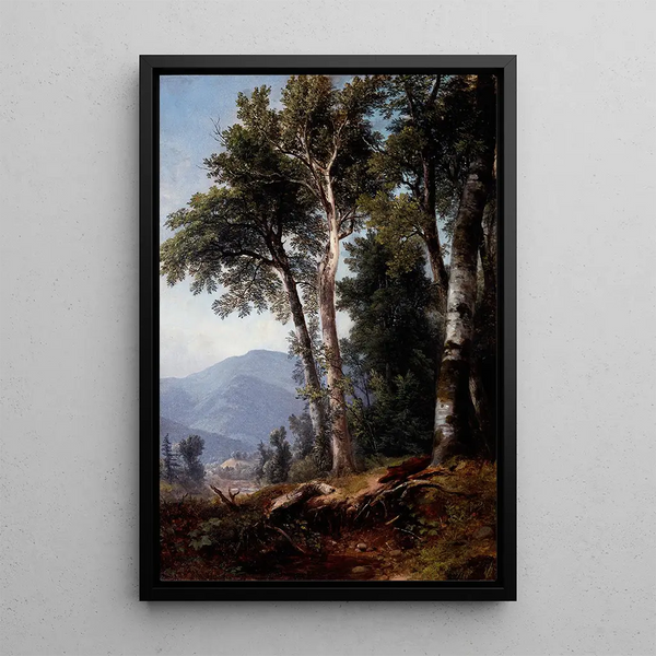 Metsäinen maisema - Asher Brown Durand — kehystetty taideteos seinällä