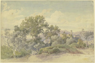 August Lucas - Weite italienische Gebirgslandschaft mit Olevano.webp
