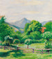 Puutarha Tegernsee-järvellä talon ja vuoren kanssa - August Macke — näkymä teoksesta