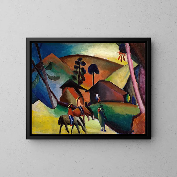 intiaaneista ratsain - August Macke — kehystetty taideteos seinällä