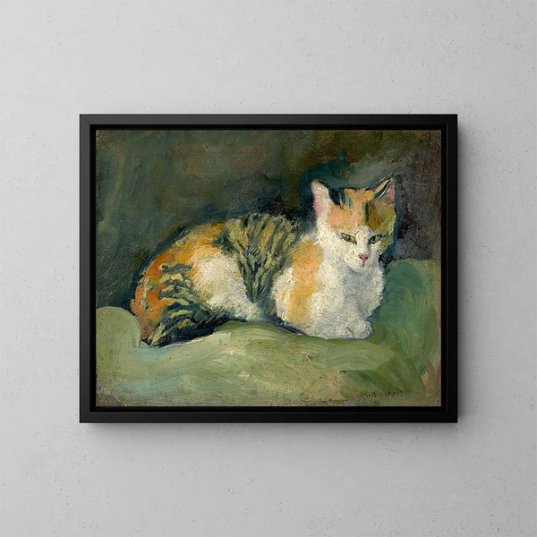 Chat sur coussin vert I - August Macke — kehystetty taideteos seinällä