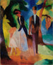 Ihmiset järven rannalla sininen - August Macke — näkymä teoksesta