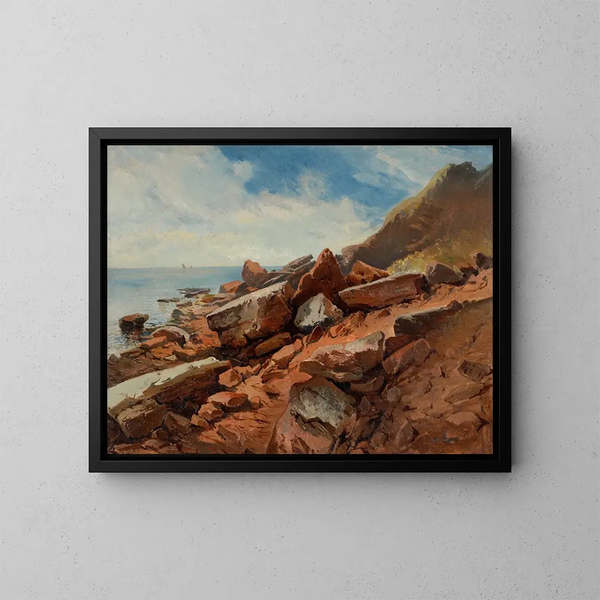 Pierres levées à Helgoland - August Schaeffer von Wienwald — kehystetty taideteos seinällä