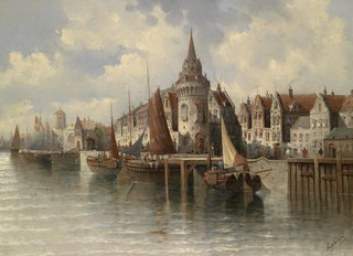 August Von Siegen - Blick auf eine Hafenstadt.webp