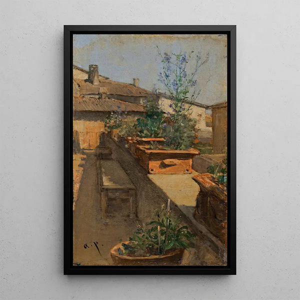 Un jardin sur le toit - August von Pettenkofen — kehystetty taideteos seinällä