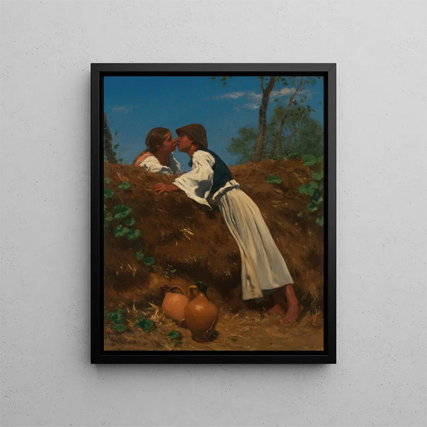 Le Baiser II - August von Pettenkofen — kehystetty taideteos seinällä