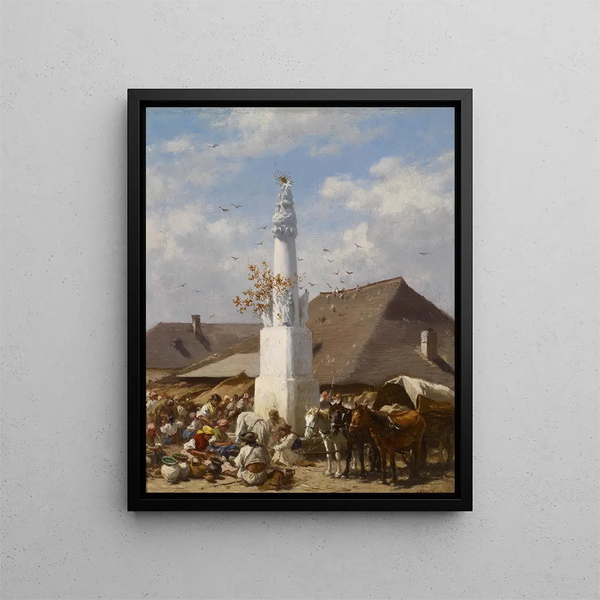 Szolnoki kirpputorimyynti - August von Pettenkofen — kehystetty taideteos seinällä