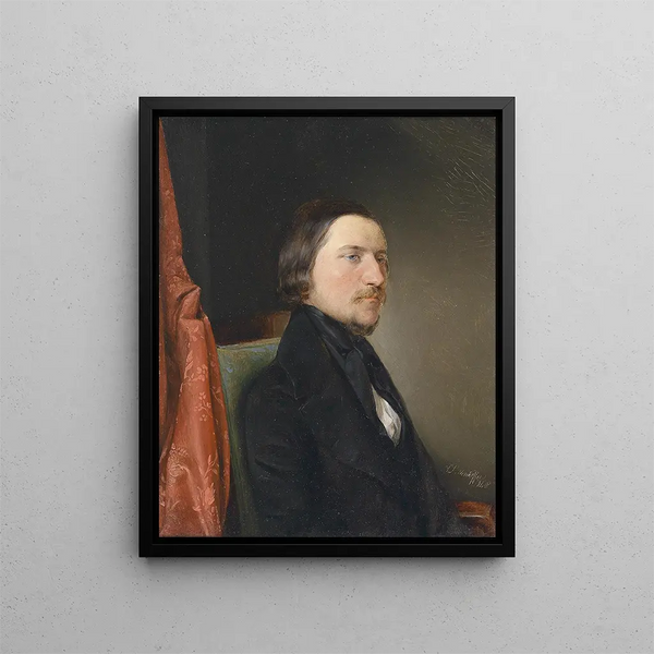Portrait d'August Semeleder - August von Pettenkofen — kehystetty taideteos seinällä