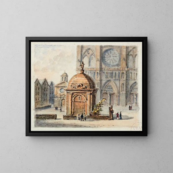 Notre-Dame de Parisin esikatsalta - Auguste Sébastien Bénard — kehystetty taideteos seinällä