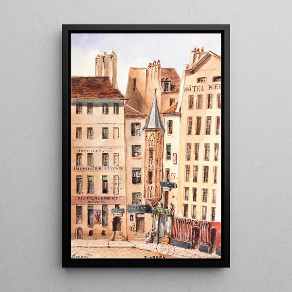 Maalauksen jäljennös Place de l'Hôtel de Ville - Auguste Sébastien Bénard