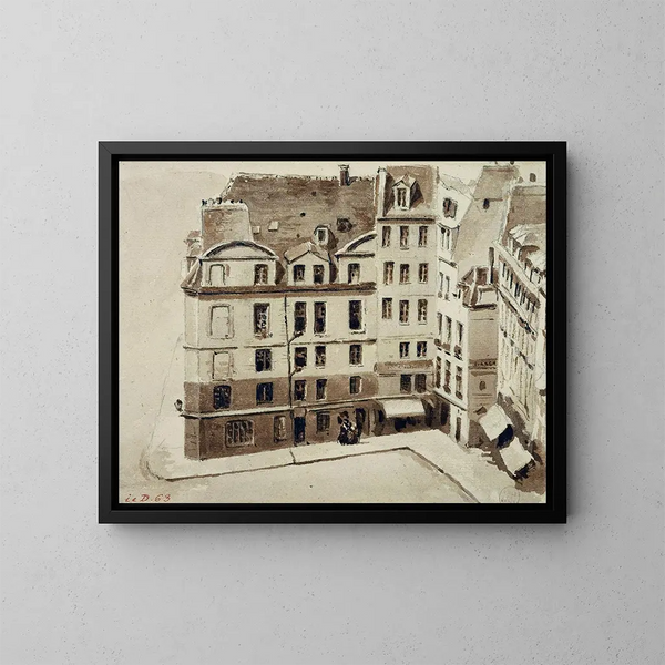 Place du Marché Neuf - Auguste Sébastien Bénard — kehystetty taideteos seinällä