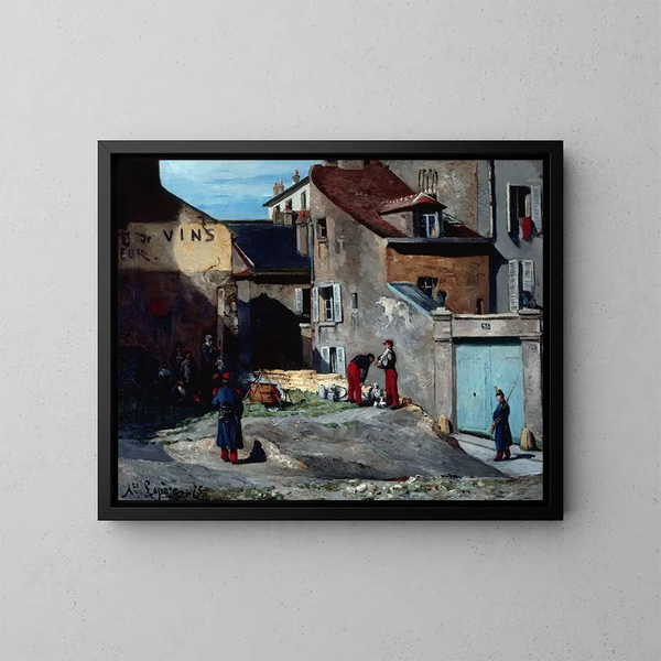 Kommunin jakso, rue des Rosiers, Montmartre - Auguste Louis Lepère — kehystetty taideteos seinällä