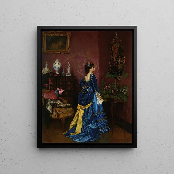 La Robe bleue - Auguste Toulmouche — kehystetty taideteos seinällä