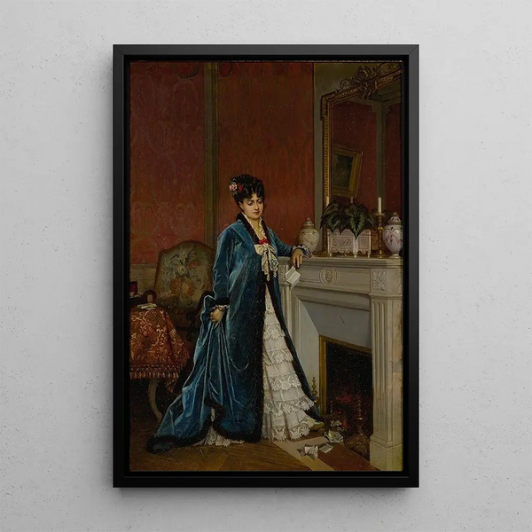 Maalauksen jäljennös Uutisia kaukaa - Auguste Toulmouche