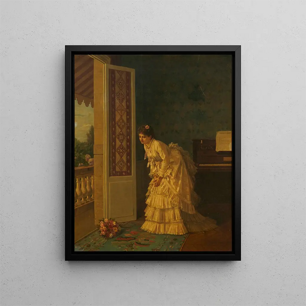 Le bouquet surprise - Auguste Toulmouche — kehystetty taideteos seinällä