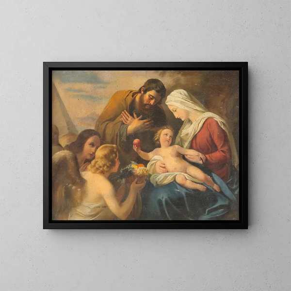 Adoration de la Sainte Famille - Ecole autrichienne — kehystetty taideteos seinällä