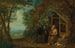 Les ermites Paul et Antoine dans un paysage nourris par un corbeau - Balthasar Beschey — näkymä teoksesta