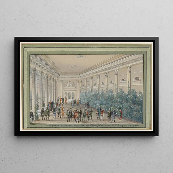Balthasar Wigand - Die Ungarischen Magnaten besuchen den Gartensalon in der Burg.webp