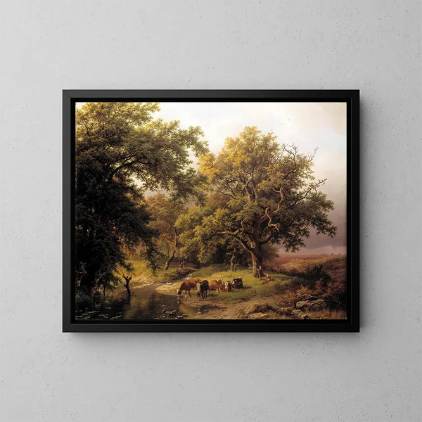 Ruisseau au bord des bois - Barend Cornelis Koekkoek — kehystetty taideteos seinällä