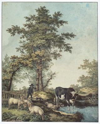 Barend Hendrik Thier - Herder met vee bij meertje.webp