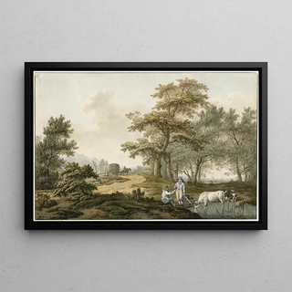 Barend Hendrik Thier - Zandweg tussen bomen met hooiwagen.webp