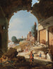 Figures parmi les ruines au bord du Tibre - Bartholomeus Breenbergh — näkymä teoksesta