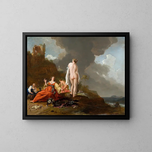Maisema nymfeineine ja Diane - Bartholomeus Breenbergh — kehystetty taideteos seinällä