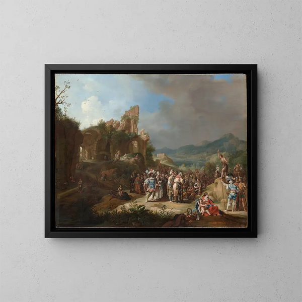 La Prédication de Jean-Baptiste - Bartholomeus Breenbergh — kehystetty taideteos seinällä