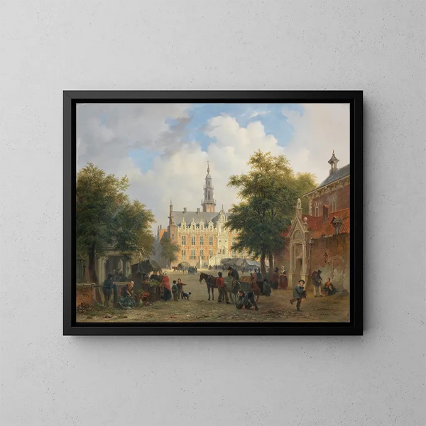 Kaupunkinäytös Amsterdamissa - Bartholomeus Johannes van Hove — kehystetty taideteos seinällä