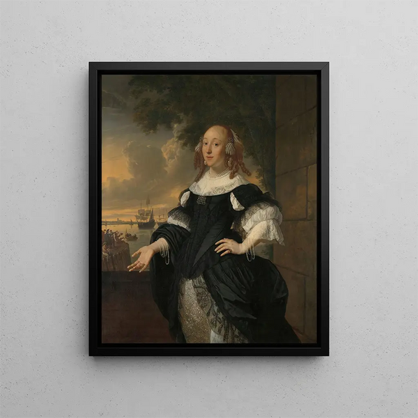 Geertruida den Dubbelde 1647-84 Aert van Nesen puoliso - Bartholomeus van der Helst — kehystetty taideteos seinällä