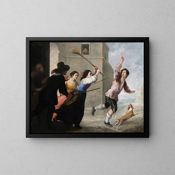 Le Fils prodigue chassé - Bartolomé Esteban Murillo — kehystetty taideteos seinällä