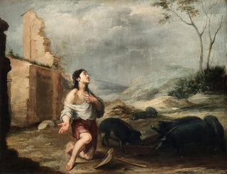 Le Fils prodigue nourrissant des porcs - Bartolomé Esteban Murillo — näkymä teoksesta