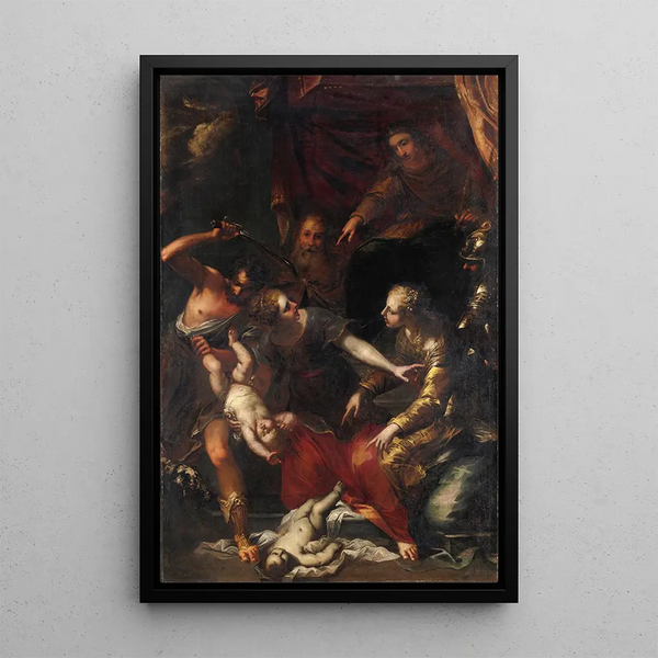 Maalauksen jäljennös Bartolomeo Biscainon Salomonin tuomio - Maalaus
