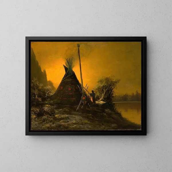 Yökuva tipi-indiaanin - Benjamin Raborg — kehystetty taideteos seinällä