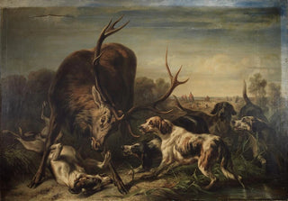 Benno Raffael Adam - Hirsch von Hunden gestellt.webp