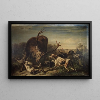 Benno Raffael Adam - Hirsch von Hunden gestellt.webp