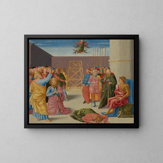 Pyh Pierre ja Simon taikuri - Benozzo Gozzoli — kehystetty taideteos seinällä