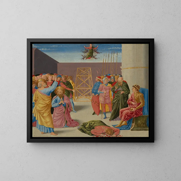 Pyh Pierre ja Simon taikuri - Benozzo Gozzoli — kehystetty taideteos seinällä