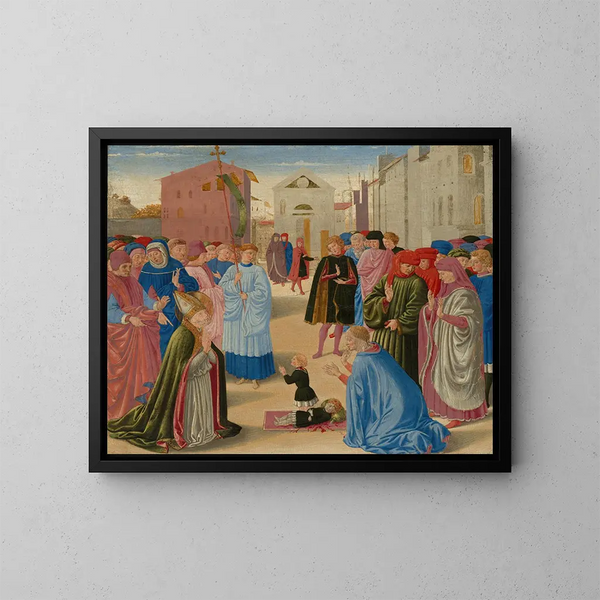 Saint Zénobe ressuscitant un enfant mort - Benozzo Gozzoli — kehystetty taideteos seinällä