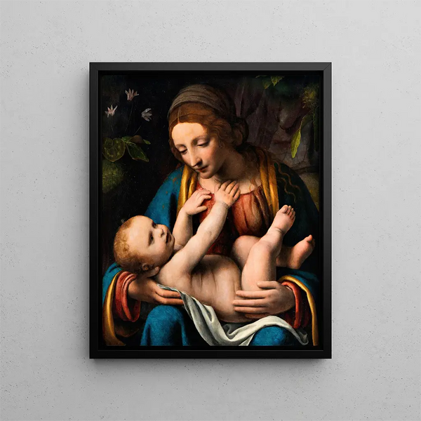 Neitsyt ja Vauva Jeesus - Bernardino Luini — kehystetty taideteos seinällä