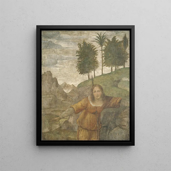 Procris lävistetty Cepheuksen keihäällä - Bernardino Luini — kehystetty taideteos seinällä