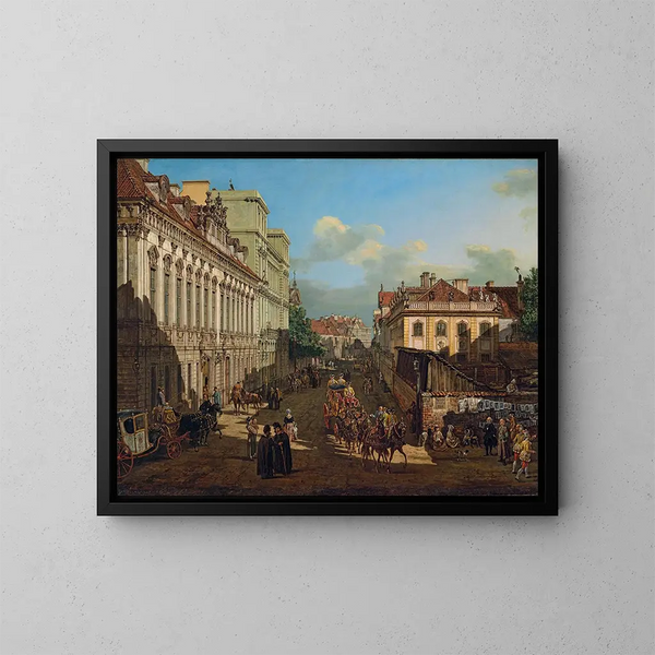 Rue Miodowa à Varsovie - Bernardo Bellotto — kehystetty taideteos seinällä