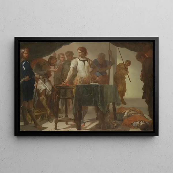 Bernardo Cavallino - Mucius Scaevola Confronting King Porsenna.webp