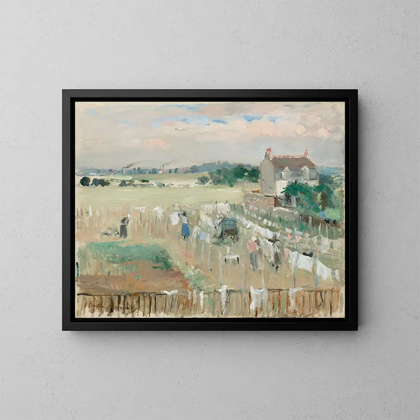Ripusta kuivaava pyykki - Berthe Morisot — kehystetty taideteos seinällä