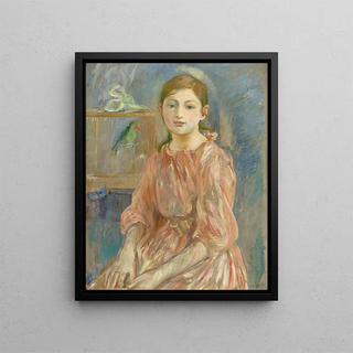 Taiteilijan tytär ja papukaija - Berthe Morisot — kehystetty taideteos seinällä