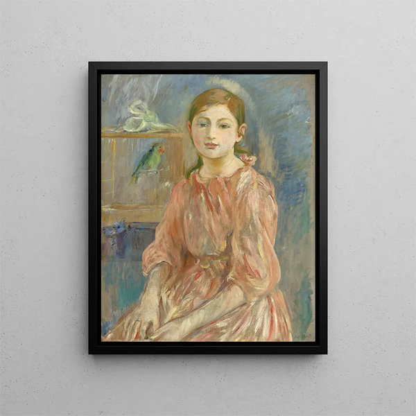 Taiteilijan tytär ja papukaija - Berthe Morisot — kehystetty taideteos seinällä