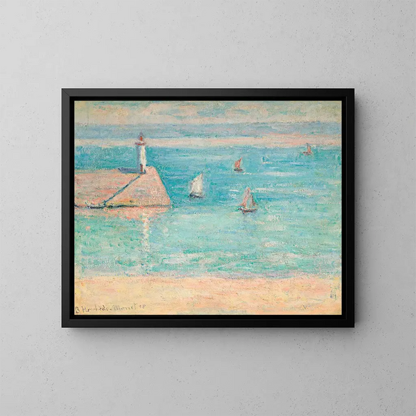 Bateaux au port de Dilette, Normandie - Blanche Hoschedé-Monet — kehystetty taideteos seinällä